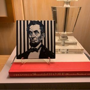 One SINGLE Hunt Slonem Lacquered Abraham Lincoln Coaster